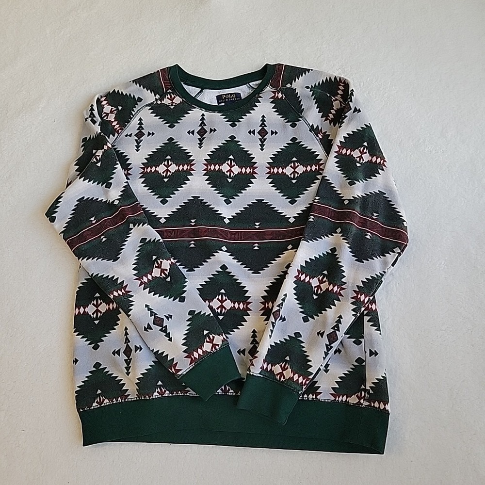 Polo Ralph Lauren Aztec Brushed Fleece Raglan Sweatshirt Sleep Wear Men's Size L